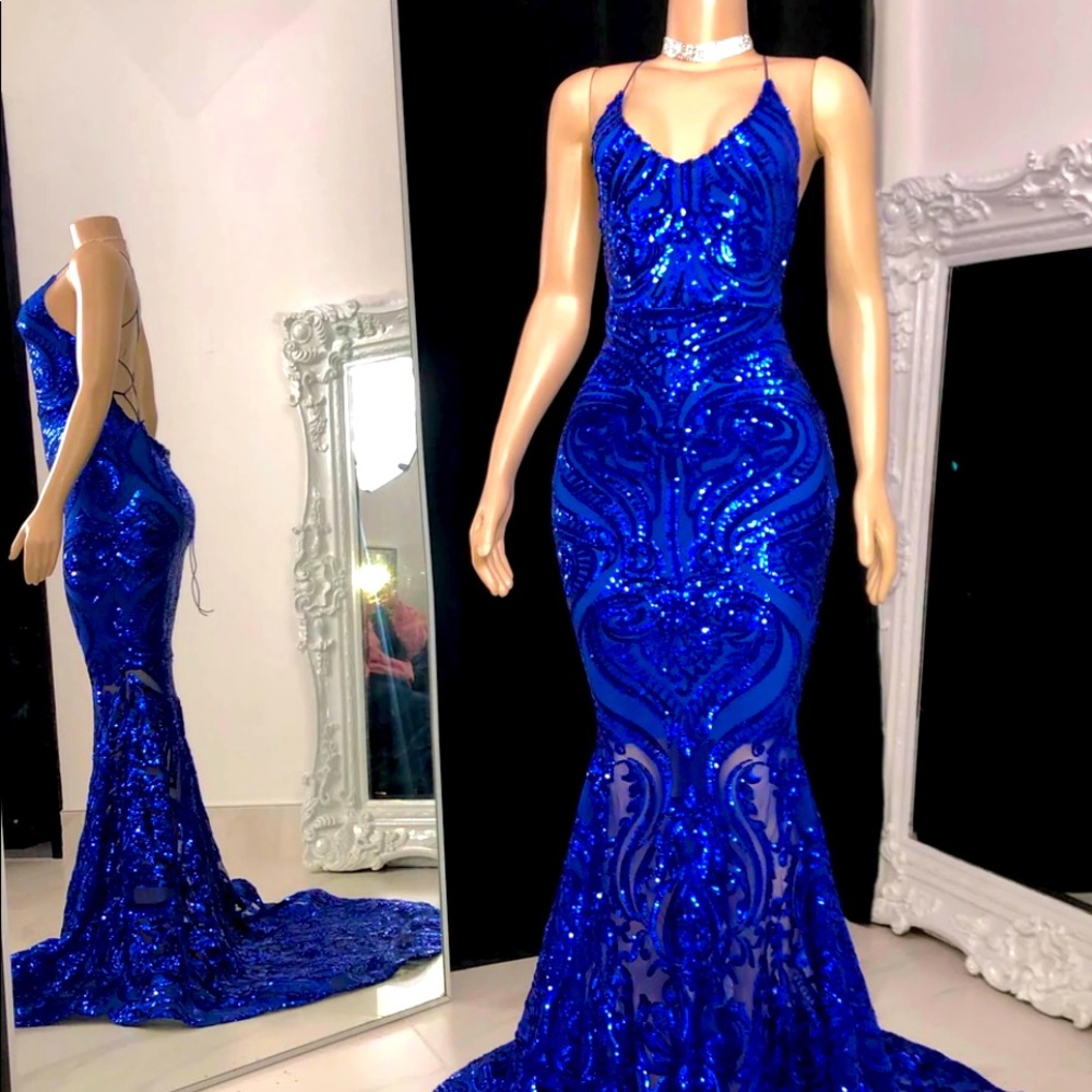 Royal blue Sequin Prom Dress